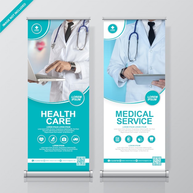 Healthcare and medical rollup and standee banner design template