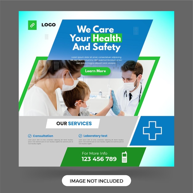 Healthcare and Medical service social media post Layout design template