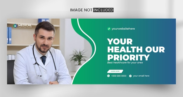 Healthcare medical social media facebook cover web banner design editable template