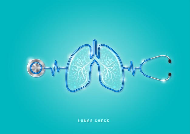 Healthcare and medical stethoscope shape lungs and checkup all organs for good health