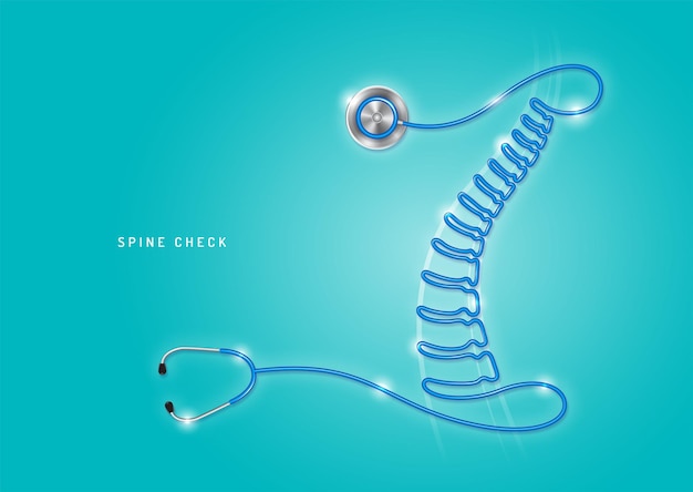 Healthcare and medical stethoscope shape spine and checkup all organs for good health