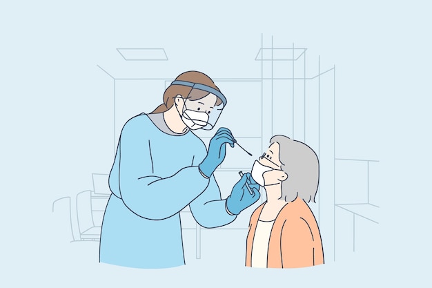 Healthcare and medical testing for COVID-19 concept illustration