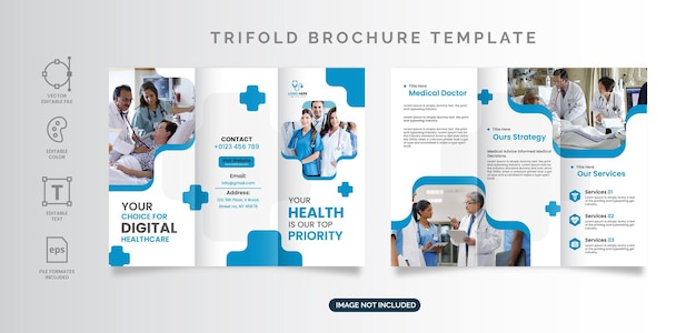 Healthcare medical trifold brochure template design premium vector