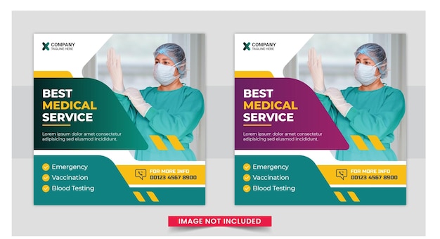 Healthcare post template Medical promotion square web banner Mail newsletter layouts