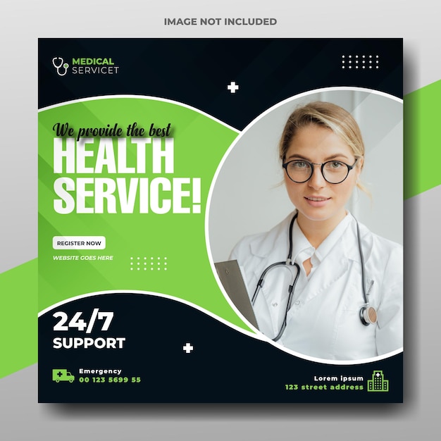 Healthcare service social media post template design