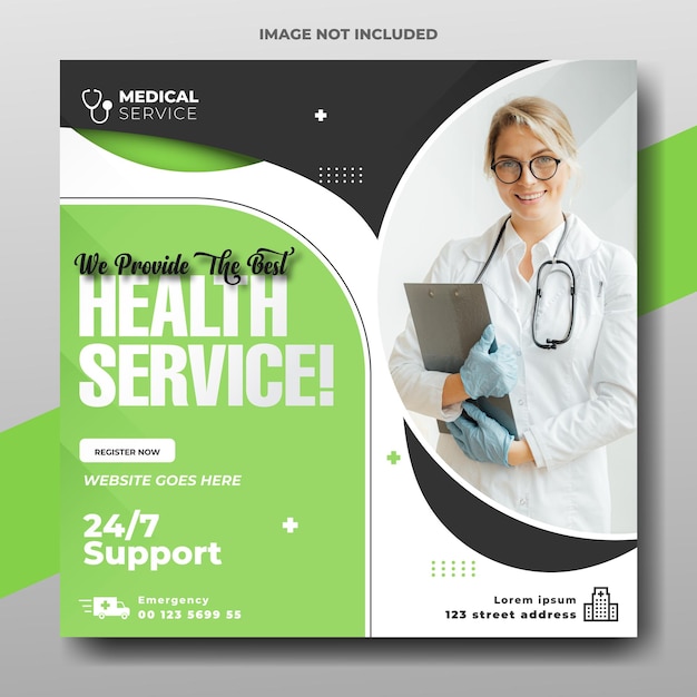 Healthcare service social media post template design