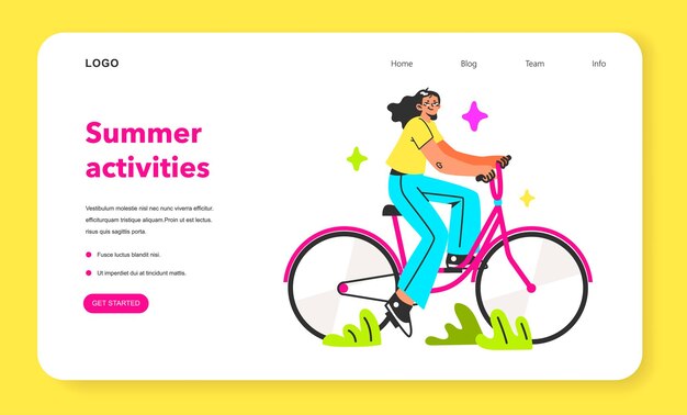 Healthy and active lifestyle web banner or landing page