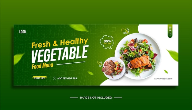 Healthy breakfast facebook cover and web banner design template