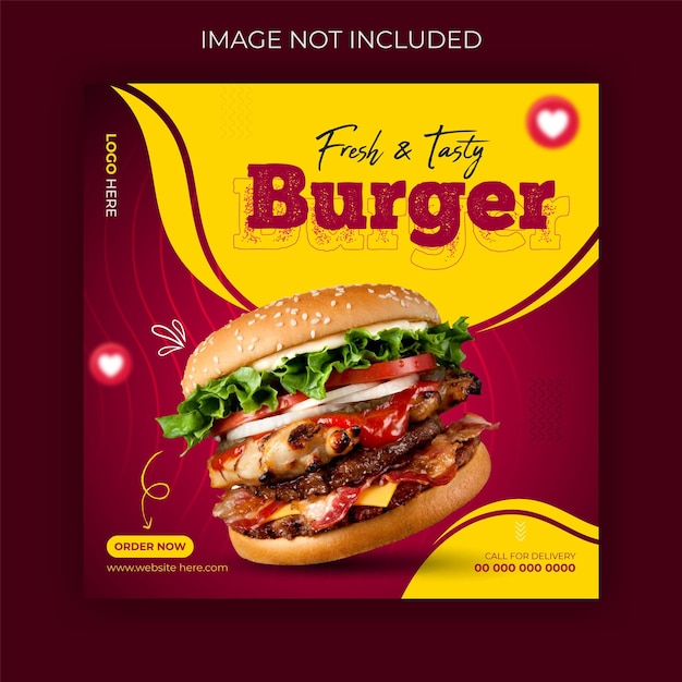 Healthy burger and restaurant social media post template