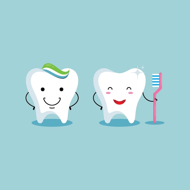 Healthy clinic cute tooth set