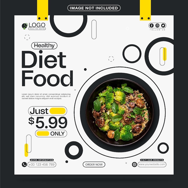 Healthy Diet Food social media post template design