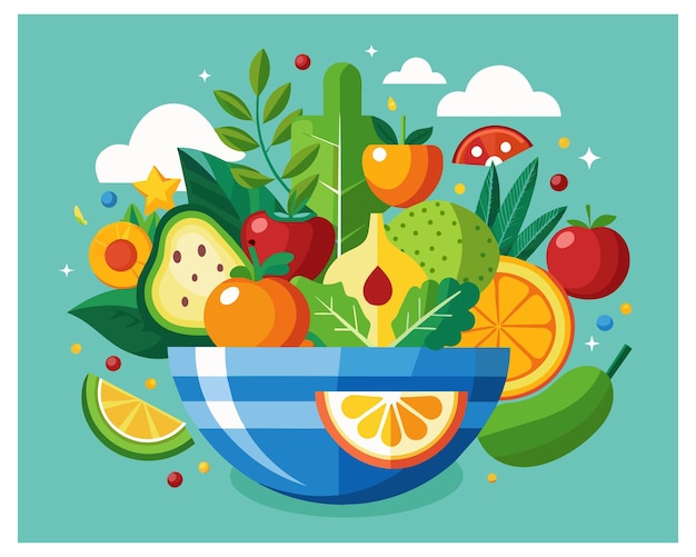 Vector healthy eating fruit vector illustration