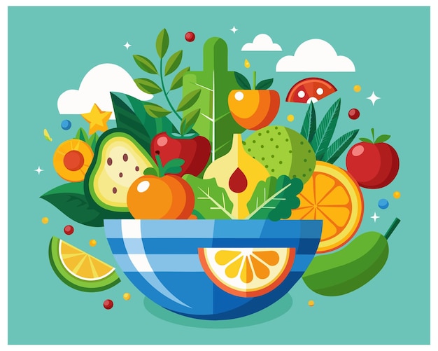 Vector healthy eating fruit vector illustration