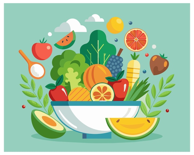 Vector healthy eating fruit vector illustration