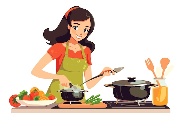 Healthy Eating Woman Cooking a Nutritious Meal with Fresh Vegetables in a WellEquipped Kitchen