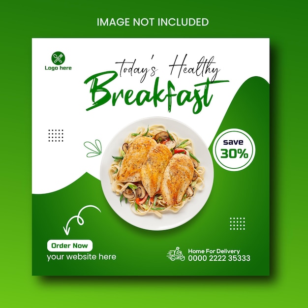 Healthy fast food delicious vegetable social media promotion and Instagram banner post design