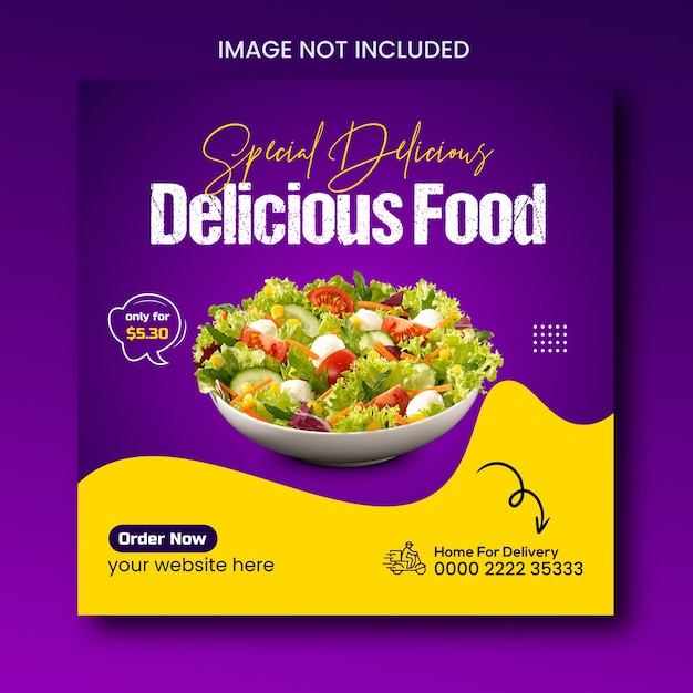 Healthy fast food delicious vegetable social media promotion and Instagram banner post design