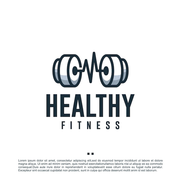 Healthy fitness ,barbell , logo design template