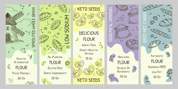 Healthy flour packaging with hand drawn label