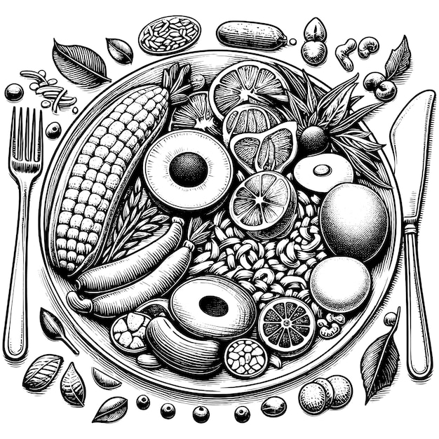 Vector healthy food bowl with various vegetables and grains vector generative ai