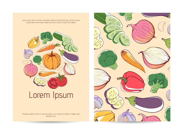 Healthy food flyer template with fresh vegetables