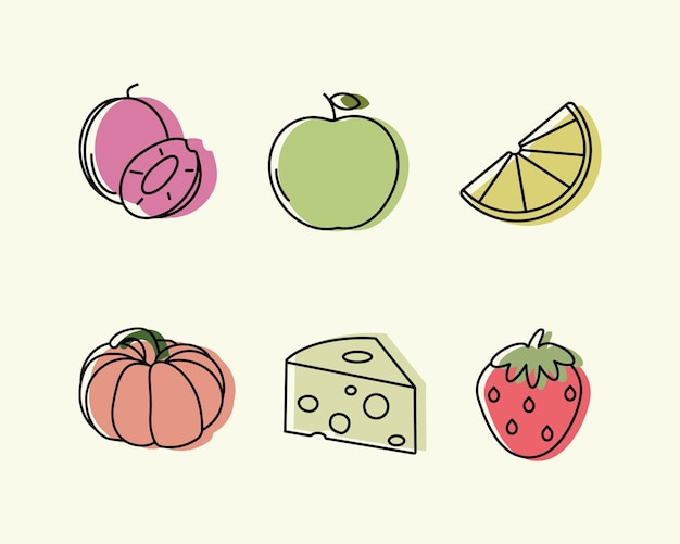 healthy food icon set