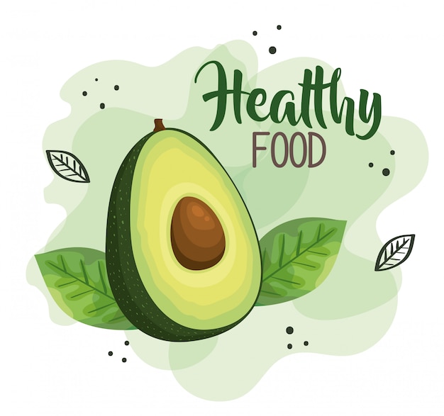 Healthy food illustration with avocado