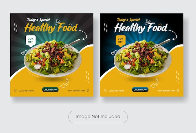 healthy food instagram post template banner set