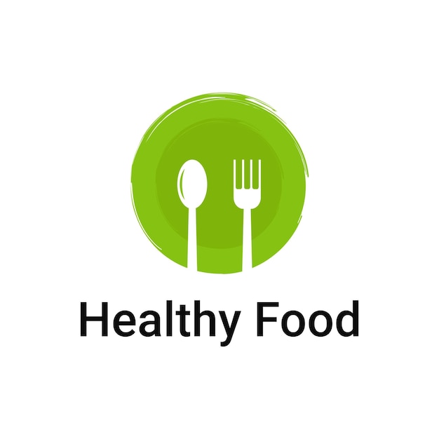 Healthy food logo design idea with spoon and fork