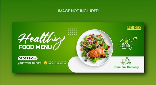 Healthy food menu promotion social media Facebook and Instagram cover banner template unique design