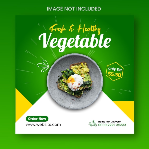 Healthy food and promotional vegetable social media banner Instagram post design template