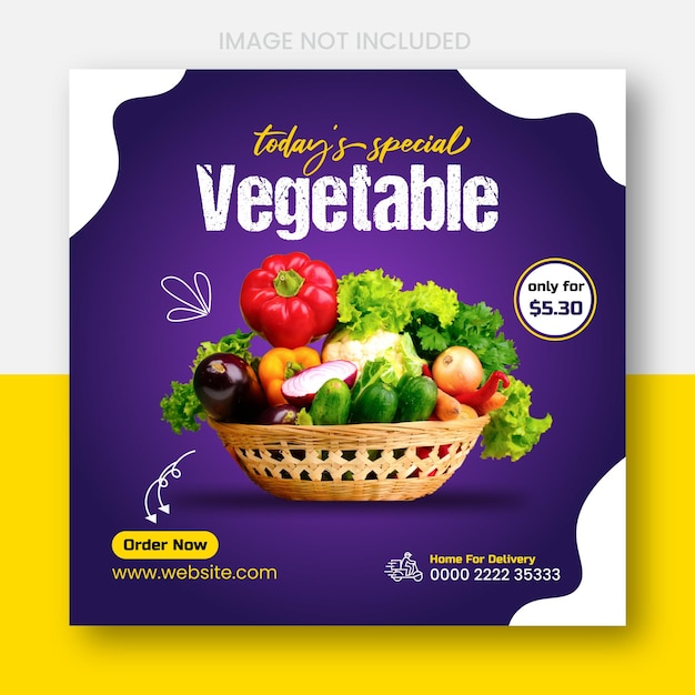 Healthy food and promotional vegetable social media banner Instagram post design template