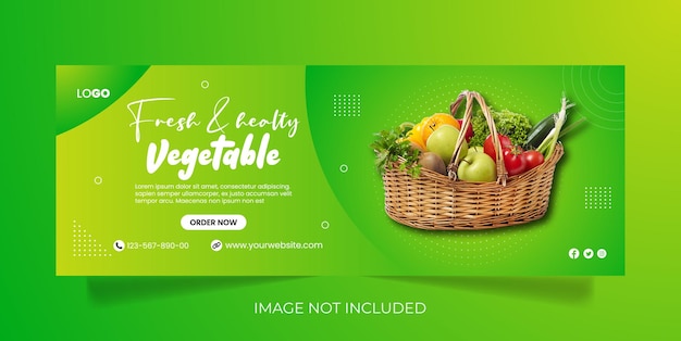 Vector healthy food recipe promotion facebook timeline cover and web banner template premium