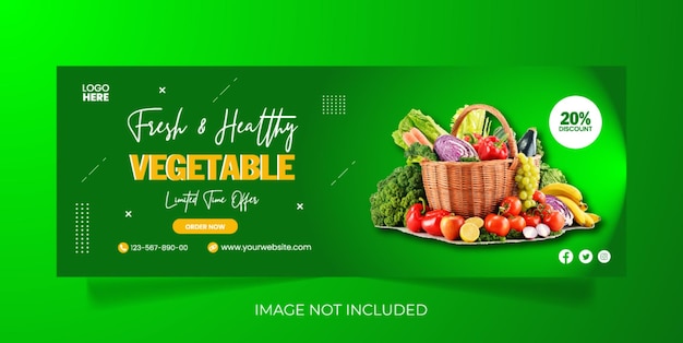 Healthy food recipe promotion facebook timeline cover and web banner template premium