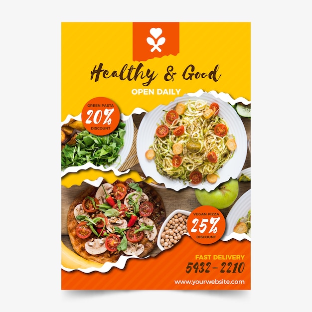 Healthy food restaurant poster template