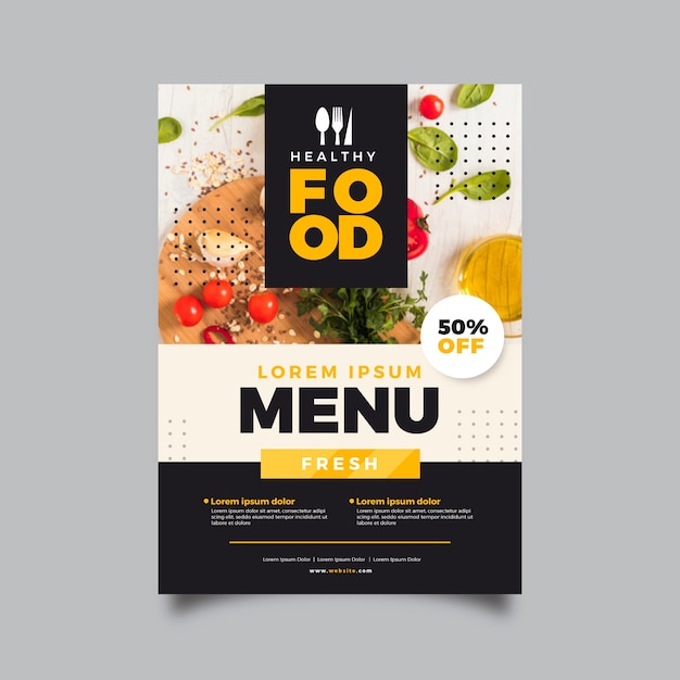 Vector healthy food restaurant poster template