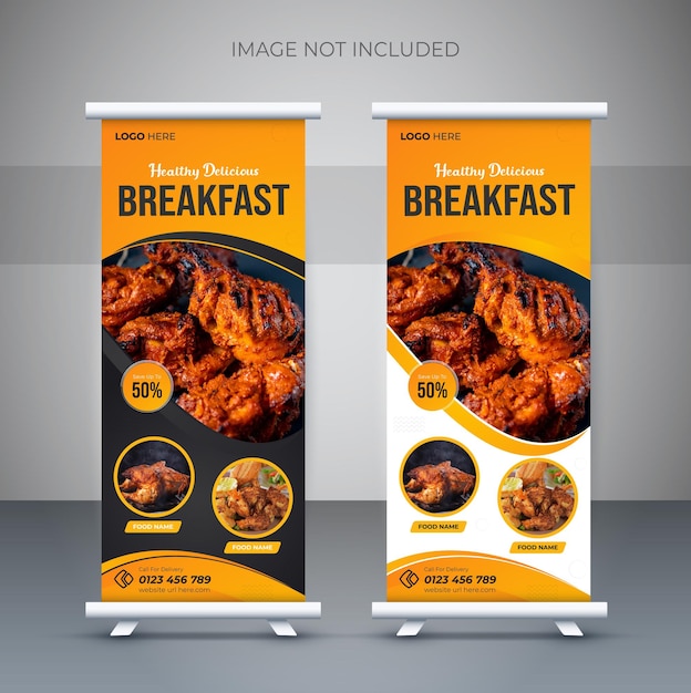 Healthy Food roll up and restaurant roll up banner template