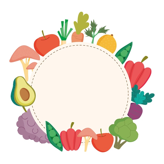 Healthy food rounded frame