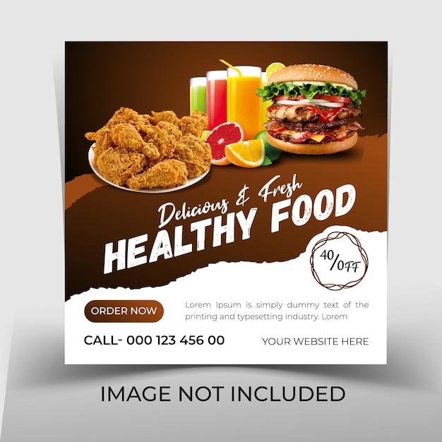 Healthy Food service for social media post or web banner template Premium vector designs