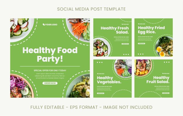 Vector healthy food social media post template