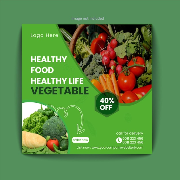 Healthy Food Vegetable Social media post Design Template