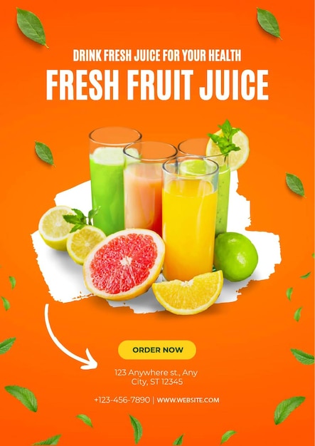 Vector healthy fresh fruit juice social media post banner template