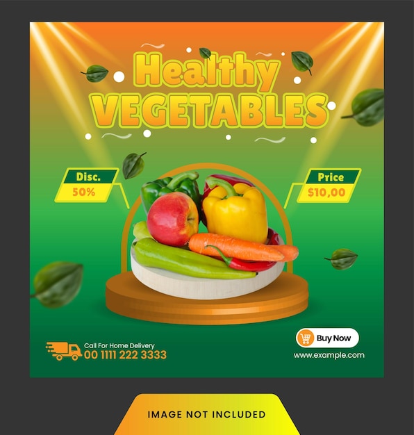 Healthy Fresh grocery vegetable instagram post promotion template