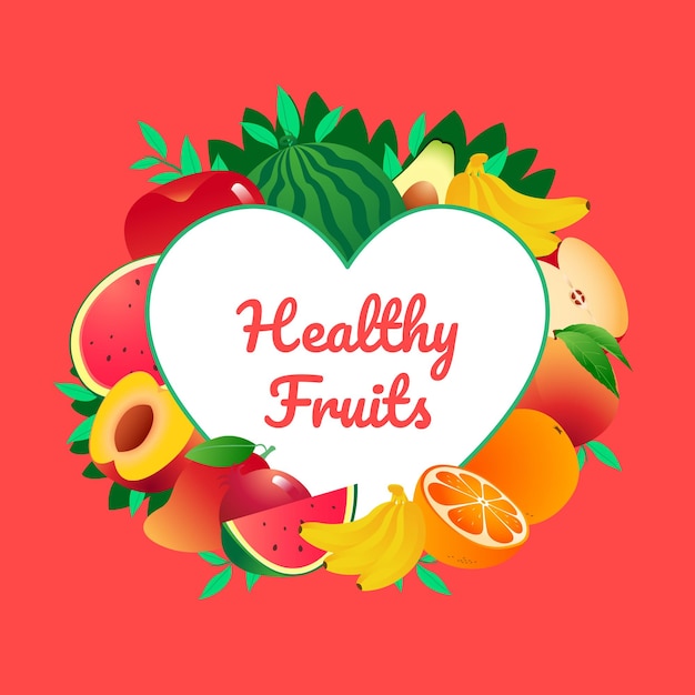 Healthy fruit illustration banner design