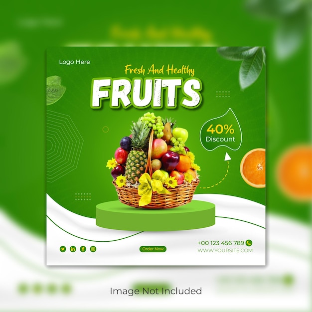 Healthy fruits social media post or facebook post