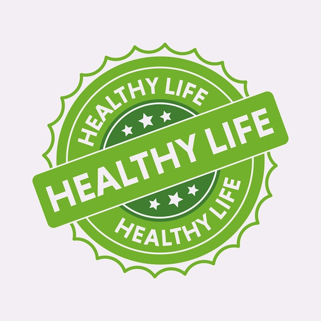 Healthy life green round retro style grunge seal