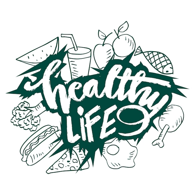 Healthy life lettering poster quotes