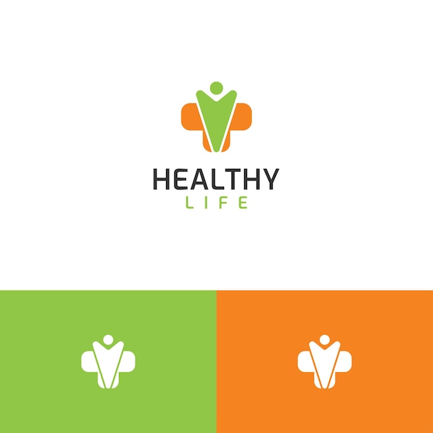 Healthy Life logo template Man and plus icon concept