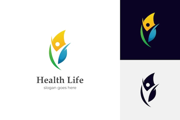 Healthy life people leaf logo icon design for medical health and physiotherapy Chiropractic and wellness center logo element Ecological and biological product concept sign