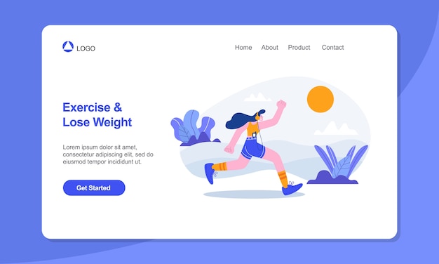 Healthy Lifestyle Landing Page Template woman running in the park  landing page